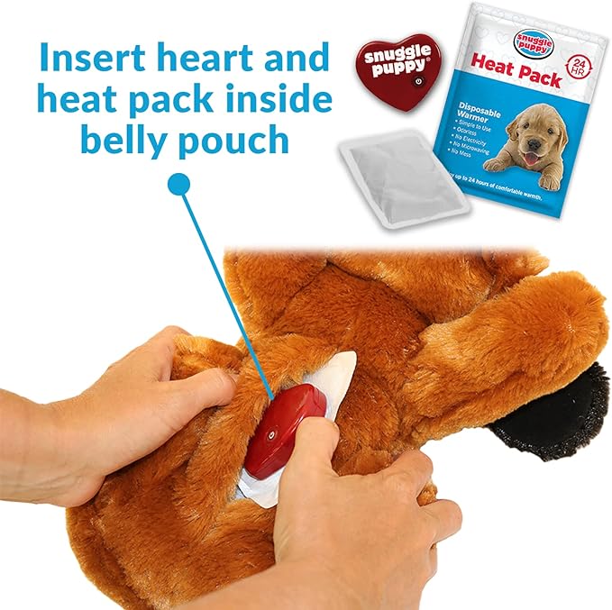 Snuggle Puppy Heartbeat Dog Toy for Puppies, Real-Feel Heartbeat, Calming Sleep Aid and Crate Training Comfort Toy with Heat Pack, Brown & White Beagle