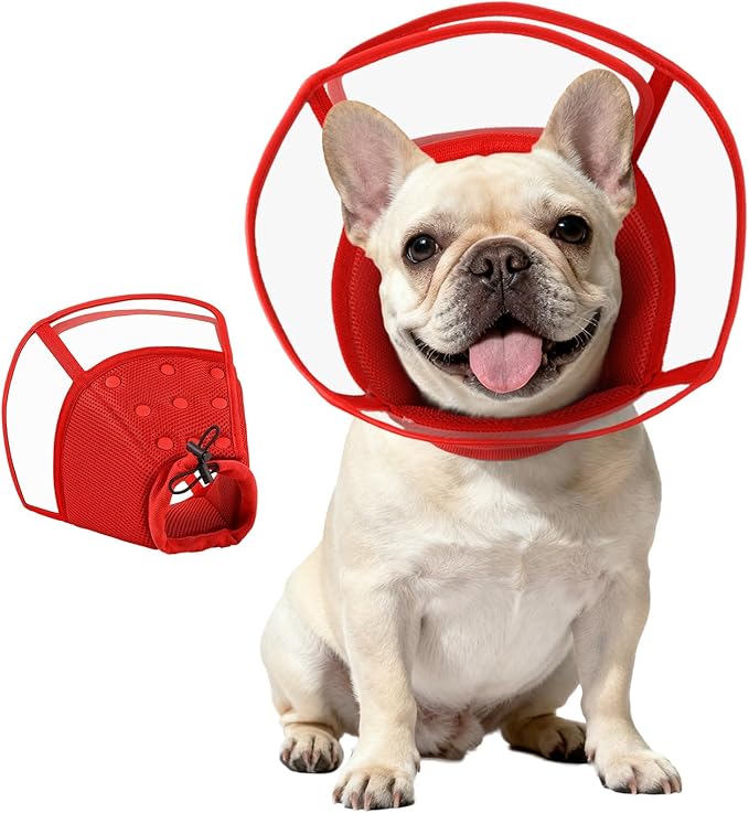 Kuoser Medium Dog Cone Collar After Surgery, Soft Cone for Dogs to Stop Licking, Breathable Pet Recovery Collar Comfy Elizabethan Collars, Adjustable Protective Dog Cones for Medium Dogs, Red M