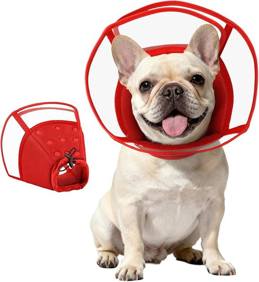 Kuoser Medium Dog Cone Collar After Surgery, Soft Cone for Dogs to Stop Licking, Breathable Pet Recovery Collar Comfy Elizabethan Collars, Adjustable Protective Dog Cones for Medium Dogs, Red M