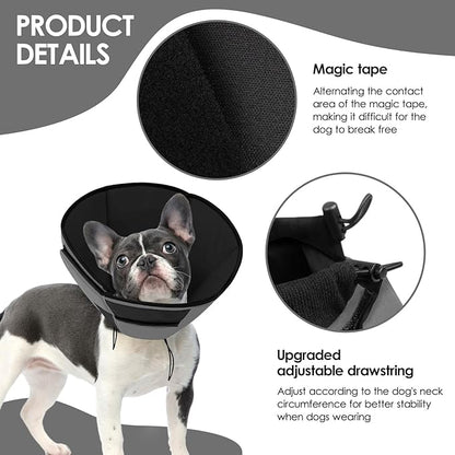 Small Dog Cone Collar, Adjustable Soft Dog Cone for Small Dogs to Stop Licking, Pet Recovery Cone for Male Female Dogs, Grey S