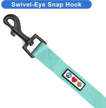 Pawtitas Solid 6 ft Teal Dog Leash XS/S Custom Name and Phone Embroidery Strong Nylon Leash for Small Breeds
