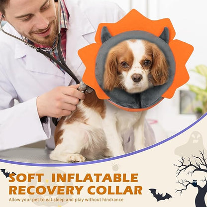 IEUUMLER Inflatable Recovery Dog Collar, Protective Donut Cone, Adjustable Soft Collar for Dog and Cat After Surgery Prevent from Biting & Scratching EU002 - Grey Demon L