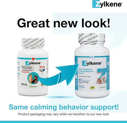 Vetoquinol Zylkene Calming Support Supplement for Small Dogs and Cats, Helps Promote Relaxation and Reduce External Stress Factors, Daily Behavioral Support and Anxiety Relief for Dogs and Cats, 75mg