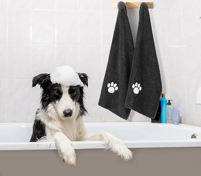 Puomue Microfiber Dog Towels for Drying Dogs, Super Absorbent and Soft Pet Towel, 40 Inch X 23.6 Inch, Perfect Dog Shower & Bath Supplies for Large, Medium or Small Dogs, Black