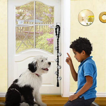 Dog Bells to Go Outside & Puppy Potty Training, Adjustable Dog Door Bell Ring to Go Potty, Handmade with Premium Yarn. Twisted Style, Pure Black