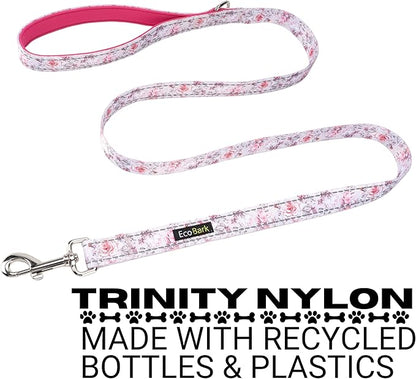 EcoBark Dog Leash - Soft & Reflective Comfort Leash with Padded Handle - Soft, Strong, & Durable for Small, Medium or Large Dogs (Floral)