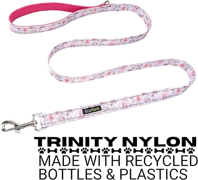 EcoBark Dog Leash - Soft & Reflective Comfort Leash with Padded Handle - Safe, Strong, & Durable for Small, Medium or Large Dogs (Floral)