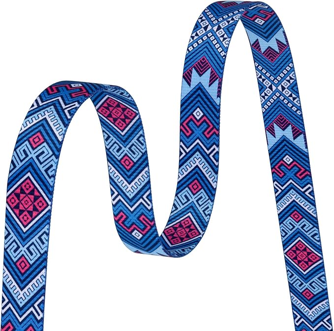 Mihqy Dog Collar with Bohemia Floral Tribal Geometric Patterns - Soft Ethnic Style Collar Adjustable for Small Medium Large Dogs(Blue Ethnic Style,L)