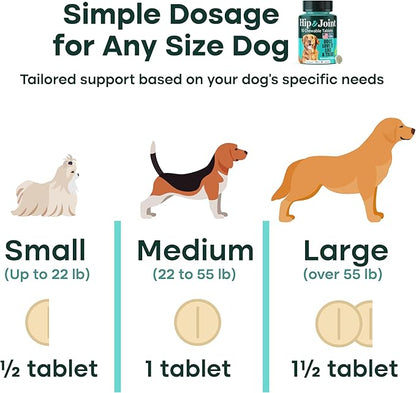 Natureflow Hip & Joint Supplement for Dogs, 300mg Green-Lipped Mussel for Dog Arthritis Pain Relief, Glucosamine, MSM & Chondroitin, Zero Sugar, Large Medium Small Breeds, 50 Chewable Tablets