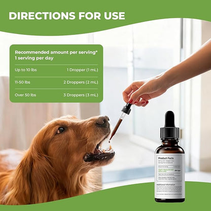 Slippery Elm for Dogs Liquid Drops, Organic Slippery Elm Bark Extract, Gut and Throat Comfort Support, Easy Mix-in Dog Supplement, Bacon Flavor, 2 fl oz