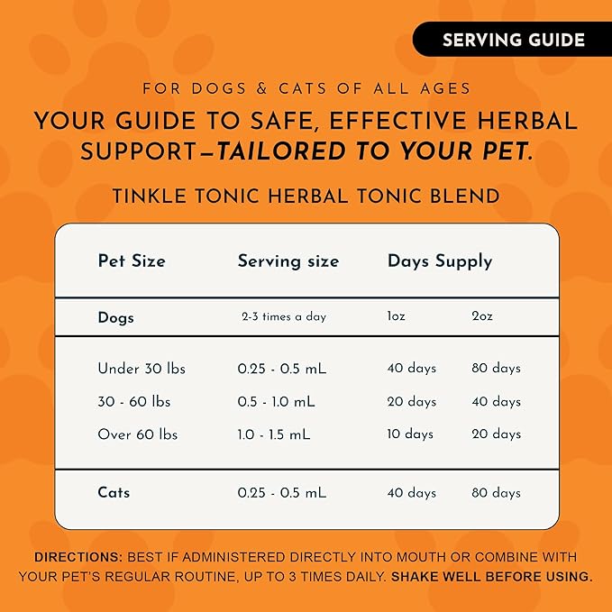Animal Essentials Tinkle Tonic - Dog & Cat Urinary Tract Support, Kidney Supplement, Supports Urinary Tract, Bladder Health for Pets, with Marshmallow - 2 fl oz