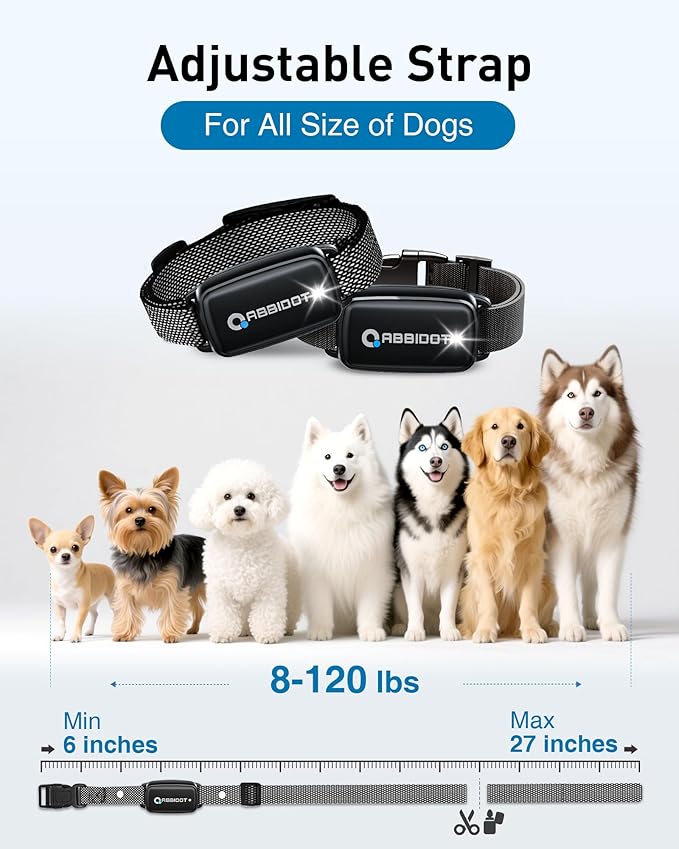 ABBIDOT Shock Collar for Dogs, 3300 FT Dog Training Collar with Remote, IPX7 Waterproof with 4 Training Modes, Rechargeable E-Collar for Small Medium Large Dogs (15-120 lbs)