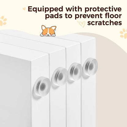 Yaheetech 36" H Extra Tall Freestanding Pet Gate 4-Panel Wooden Dog Fence with 2 Support Feet Folding Dog Gate for Indoor, Stairs, Doorways, Halls, Kitchen Wooden Pet Barrier White, 79.5" L x 36" H