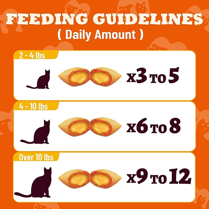 13.05oz Pumpkin Treats for Cat& Dog with Egg Yolk Creamy Core - Crunchy& Soft Cat Treats for Indoor Cats for Skin &Coat, Gut Health with Kitten Training Snacks