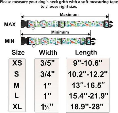 Martingale Dog Collars with Buckle No Pull Training Dog Collar for Medium Dogs (Green Dinosaur, Medium)