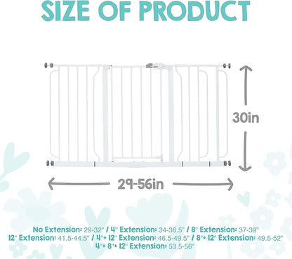 Regalo Safety 29-56" Extra Wide Baby Gate for Doorways & Bottom of Stairs, Pressure Mounted Baby Gate with Door for Babies, Toddlers & Pets, Tested & Safe for 30 Years, American Designed and Owned