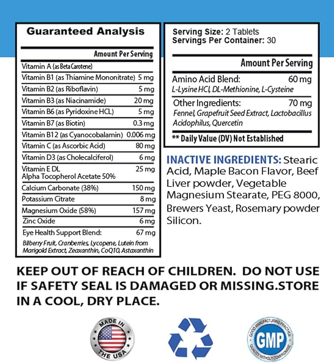 Dog Eye Solution - Dog Eye Health Solution - Supports Vision - Advanced Complex - Dog Cranberry - 120 Tablets (2 Bottles)