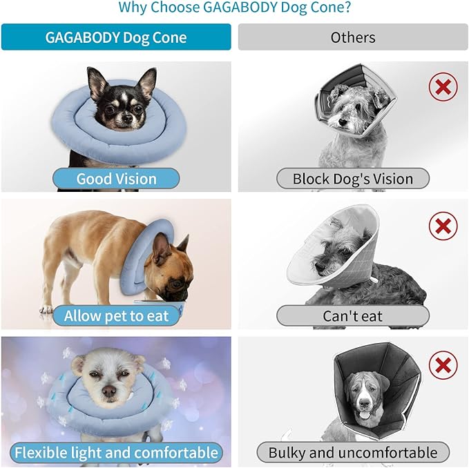 Dog Cone for Large Dogs - Comfortable Adjustable Soft Alternative After Surgery, Elizabethan Donut Collar for Recovery - Different Sizes for Cats, Medium and Small Dogs