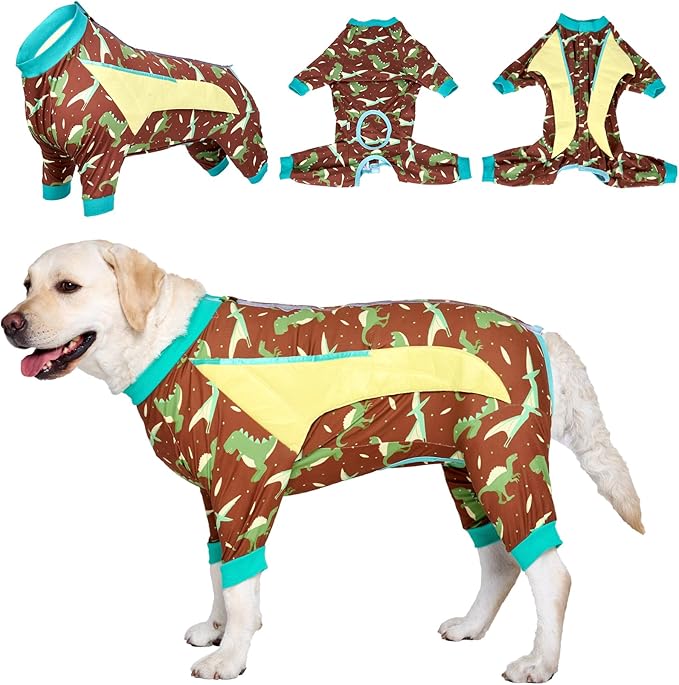 LovinPet Dog Recovery Suit - Medium Large - Dog's Bodysuit Wound Protective Surgical,E-Collar Alternative Recovery Bodysuit Suit for Abdominal Wounds After Surgery Anti-Licking,Dinosaur,Green,3XL