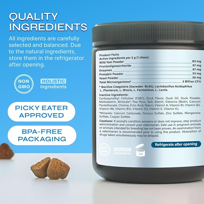 Probiotics for Dogs - Prebiotics & Digestive Enzymes 17,420 mg per Pack - Dog Probiotics Chews for Gut Health, Diarrhea, Gas & Constipation Relief - Itchy Skin, Allergies, Yeast Balance - 130 Treats