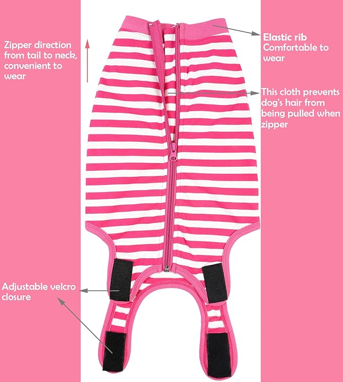 Dog Recovery Suit Post Surgery Shirt,Large Female Spay Wound Protective Suit,Pink XXL