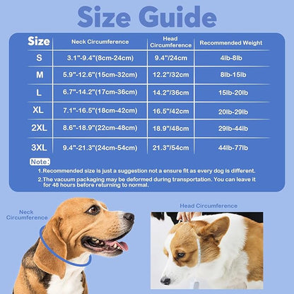 IDOMIK Dog Recovery Collar, Waterproof Soft Dog Cone After Surgery, Comfy Protective Elizabethan Collar Alternative for Dogs Cats, Adjustable Pet Neck Donut Cone Anti-Licking Biting Wounds,Navy,3XL