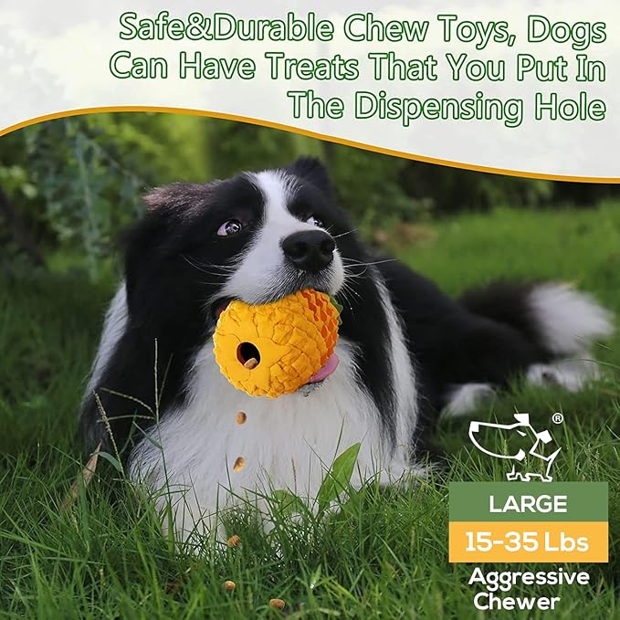 M.C.works Dog Toy for Aggressive Chewers Large Breeds, Indestructible Pineapple Dog Toys, Tough Treat Dispensing Toys for Small Medium Large Dogs (Large)