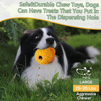 M.C.works Dog Toy for Aggressive Chewers Large Breeds, Indestructible Pineapple Dog Toys, Tough Treat Dispensing Toys for Small Medium Large Dogs (Large)
