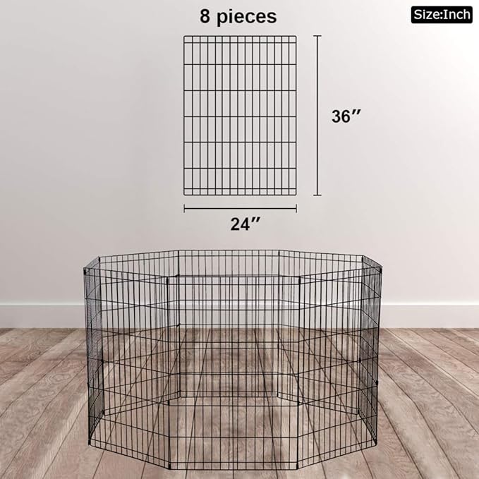 BestPet | Foldable Dog Playpen | 36 Inch, 8 Panels | Metal Pet Exercise Pen | Indoor Outdoor Portable Dog Fence with Door | Removable, Rust-Resistant Secure Pet Kennel | Easy to Assemble