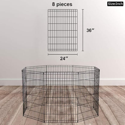 BestPet | Foldable Dog Playpen | 36 Inch, 8 Panels | Metal Pet Exercise Pen | Indoor Outdoor Portable Dog Fence with Door | Removable, Rust-Resistant Secure Pet Kennel | Easy to Assemble