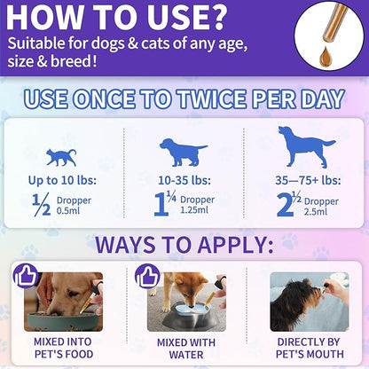 WEALLIN Flea and Tick Support for Dogs and Cats Natural Flea Treatment Drops with Multivitamin for Pets Oral Flea & Tick Prevention for Dogs and Cats Flea Herbal Drops for All Breeds and Ages