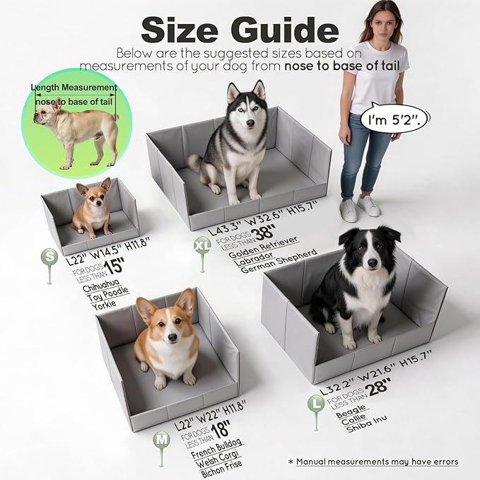 HQ4US 4LEGS Dog Litter Box, Puppy Pee Pad Holder Foldable, Small Indoor Dog Potty Tray for Puppy, High Walls, Seamless, No Assembly, Waterproof, Easy to Clean, No Spill,Portable for Travel
