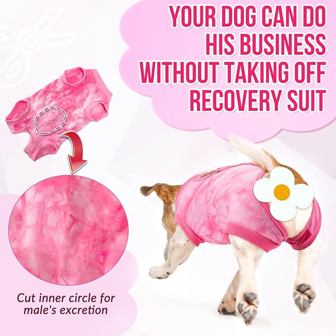 SlowTon Dog Recovery Suit - Surgery Recovery Suit for Female Male Dogs, Dog Onesie After Spay Abdominal Wounds, E-Collar Cone Alternative Prevent Licking Pet Surgical Suit(Pink,XXL)