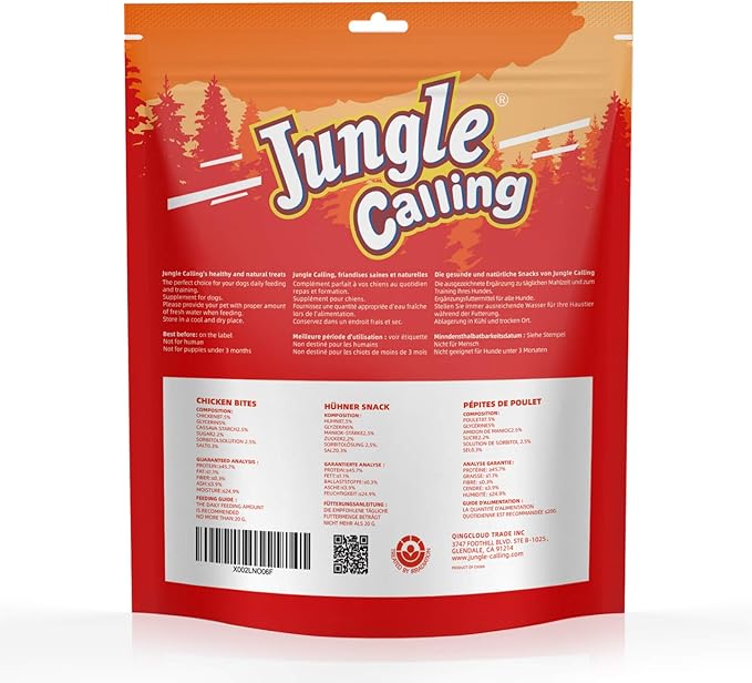 Jungle Calling Soft Chicken Treats for Dog and Cat, Natural Grain Free Chewy Food Snacks for Training Rewards for Small & Senior Dogs, High Protein, 10.6 oz
