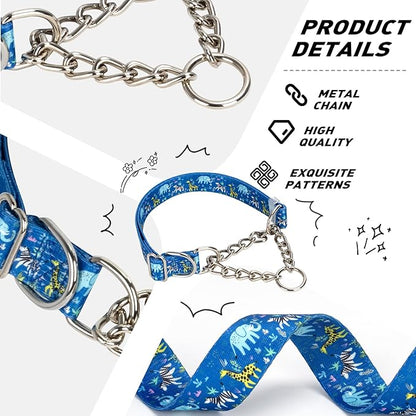 Choke Collar for Dogs - Cartoon Dog Adjustable Training Slip Collar with Chain, Anti Pull Design for Medium & Large Dogs(Medium)