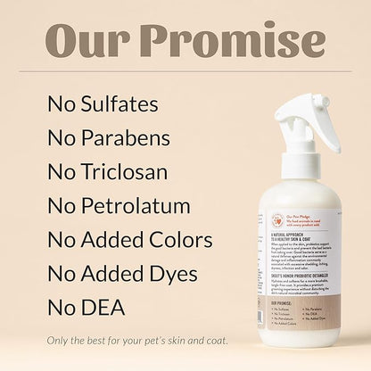Skout's Honor Probiotic Pet Detangler Spray - Hydrating & Conditioning with Avocado Oil, 97% Natural, Paraben & Sulfate-Free, softens for a More brushable Coat, Daily Use, 8oz, Dog of The Woods