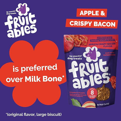 Fruitables Baked Dog Treats, Healthy Pumpkin Treat for Dogs, Low Calorie & Delicious, Made Without Wheat, Corn and Soy, Made in the USA, Allergy Friendly, Crispy Bacon and Apple Flavor, 20 oz
