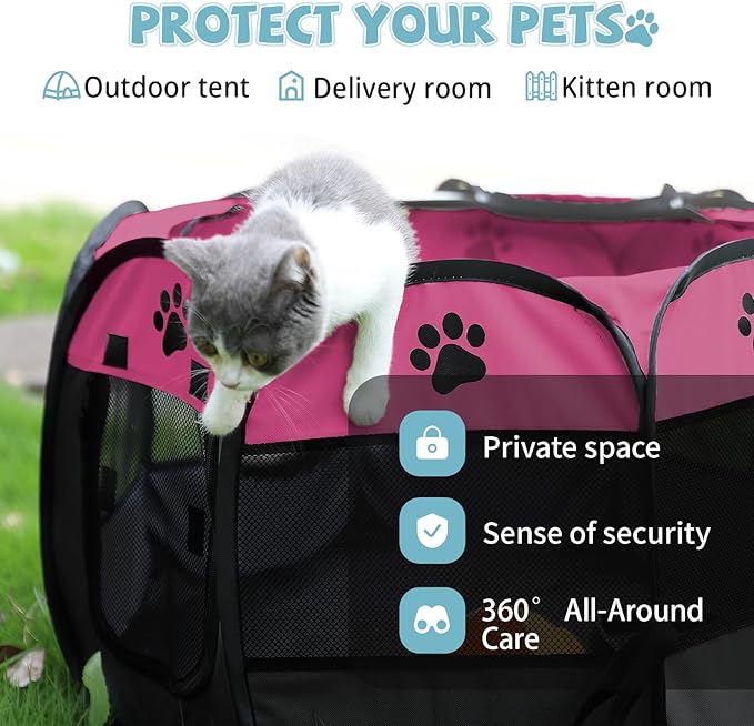 SENCONE Portable Pet Playpen, Dog Playpen Foldable Pet Exercise Pen Tents Cat House Playground for Puppy Kitten Indoor Outdoor Travel Camping Use
