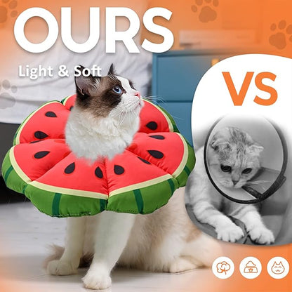 Avont Cat Cone Collar Soft, Adjustable Recovery E Collar Alternative for Cats Kittens Puppies, Elizabethan Neck Cone of Shame to Prevent Licking Biting After Surgery Protect Wounds -Melon(S)