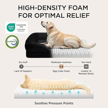Bedsure Orthopedic Dog Beds for Small Dogs - Washable Small Dog Cat Bed Waterproof, Comfort Pet Couch Sofa with Washable Removable Cover, Pets Bed with Nonskid Bottom, Black, 24"