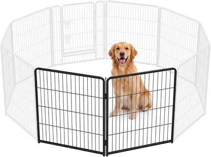 DUMOS Dog Playpen Indoor, Metal 32 Inch 2 Panels Foldable Pet Fence with Door, Outdoor Small Medium Large Dog Puppy Portable Exercise Play Pen for RV Camping, Trips, Play Yard