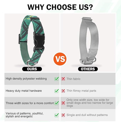 Dog Collar and Leash Set for Small Dogs, Adjustable Soft Puppy Collar with Quick Release Buckle, 5FT Heavy Duty Nylon Matching Leash for Boy Girl Chihuahua, Yorki, Bulldog, Green S