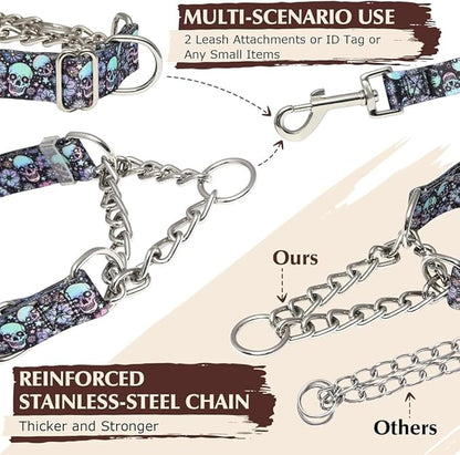 Choke Collar for Dogs，Stainless Steel Chain Martingale Collar for Dogs, No Pull Slip Cinch Choker Choke Heavy Duty Dog Collar