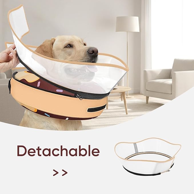 Supet Raised Inflatable Dog Cone After Surgery - Adjustable Recovery Donut Collar with Removable Shield to Stop Licking Wounds & Protect Stitches - Soft Dog Cone Alternative for Medium Dogs (Brown,M)