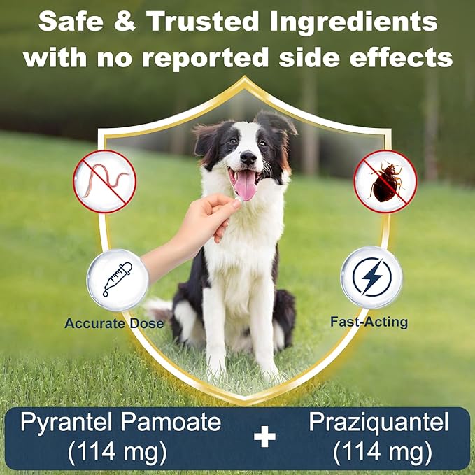 7-Way Dewormer for Dogs, Wormer for Tapeworms, Roundworms & Hookworms in Medium Dogs & Puppies (Over 25 lbs), with Praziquantel & Pyrantel Pamoate, 30 Tablets