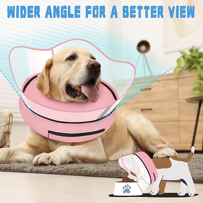 Elevated Inflatable Dog Cone Collar Alternative After Surgery, Dog Donut Collar, Soft Pet Cone to Stop Licking for Small Medium Large Dogs