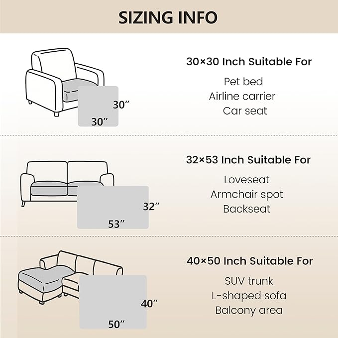 gogobunny 3X Stronger Waterproof Pet Blanket, Scratch Proof Furniture Protector for Dogs Cats, Reversible Cover 30x30 Inch, Dark Beige