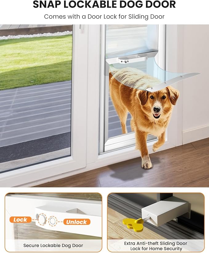 Doggy Door for Sliding Glass Doors Large Dog, Sliding Door Dog Door Insert - Adjustable Height 80.71" to 86.61", Pet/Cat/Dog Door for Sliding Glass Door for Balcony/Apartment