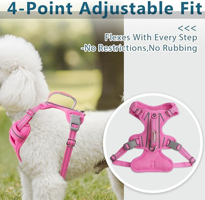 BARKBAY Dog Harness No Pull with ID Tag Pocket - Heavy Duty, Reflective, Easy Control for Large Dogs(Pink,XS)