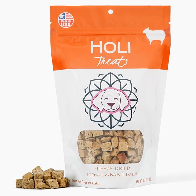 HOLI Freeze Dried Lamb Liver Dog Treats – Single Ingredient Freeze-Dried Dog Treats – Dried Lamb Liver Dog Treats Made in USA – Healthy Liver Treats for Dogs & Diabetic Dog Treat-Friendly - 4oz